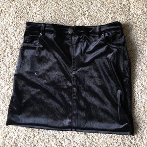 Forever 21 Black Velvet Mini Button Skirt